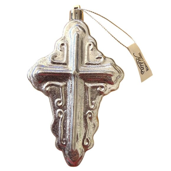Thirty Fourth & Main Silver 4 inch Cross Christmas Ornament - Picture 1 of 4